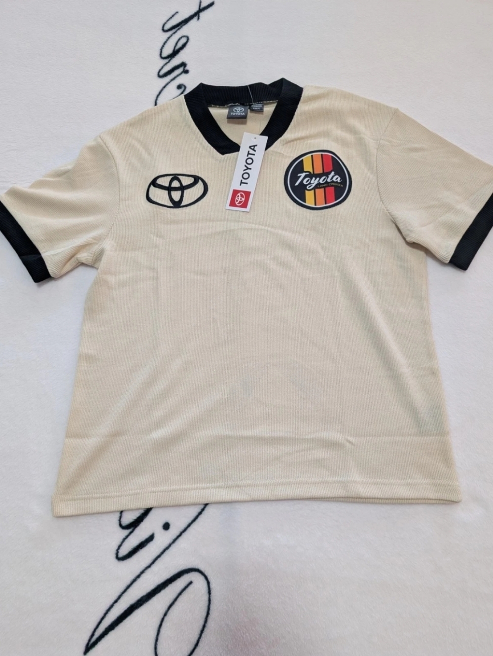 Toyota Kids Cream Ringer Polo Tee with Black Trim